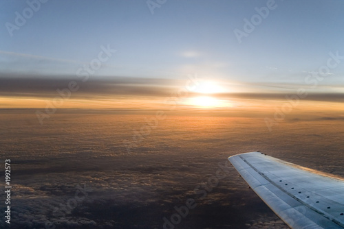 sunset over the wing