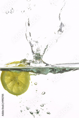 lemon splashing water