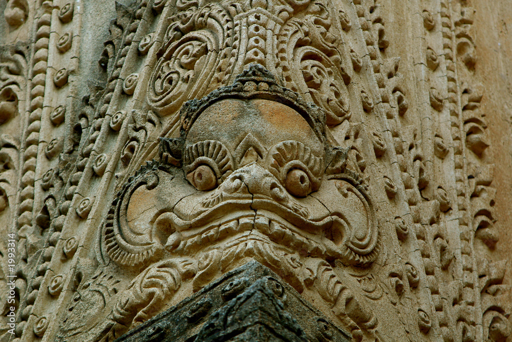 stone carving on old wall