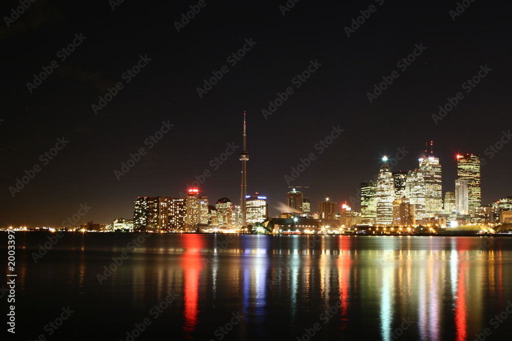 vew of cn tower and lake shore