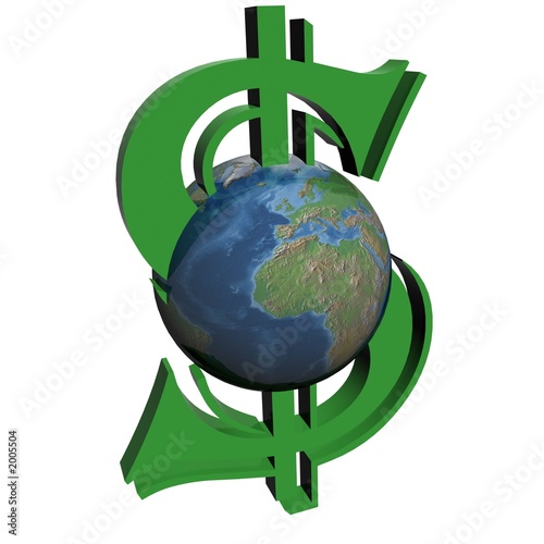 money and world. 3d image.