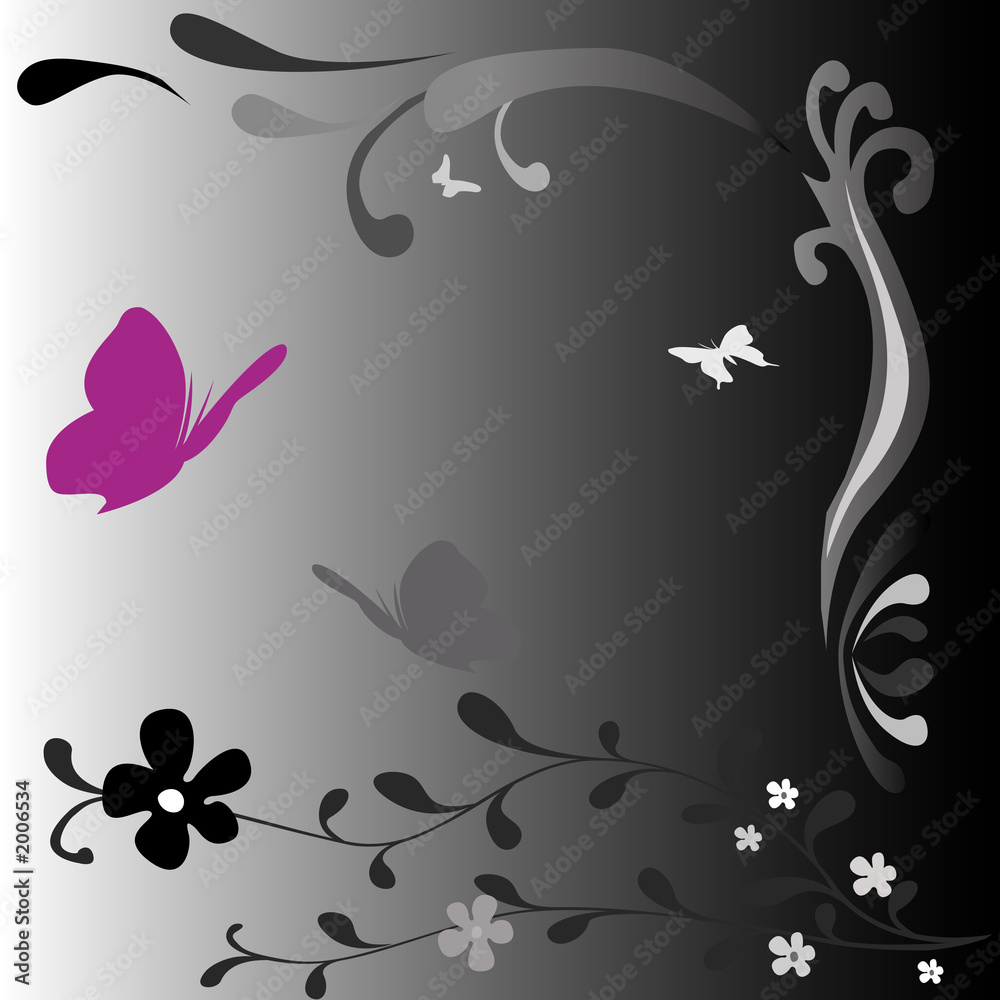 black and white fantasy design with butterflies black and white fantasy design with butterflies