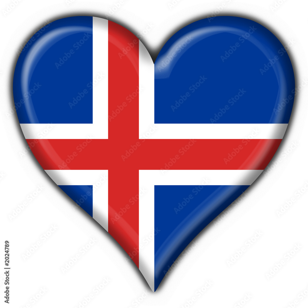 Fototapeta premium bottone cuore islandese - iceland heart flag