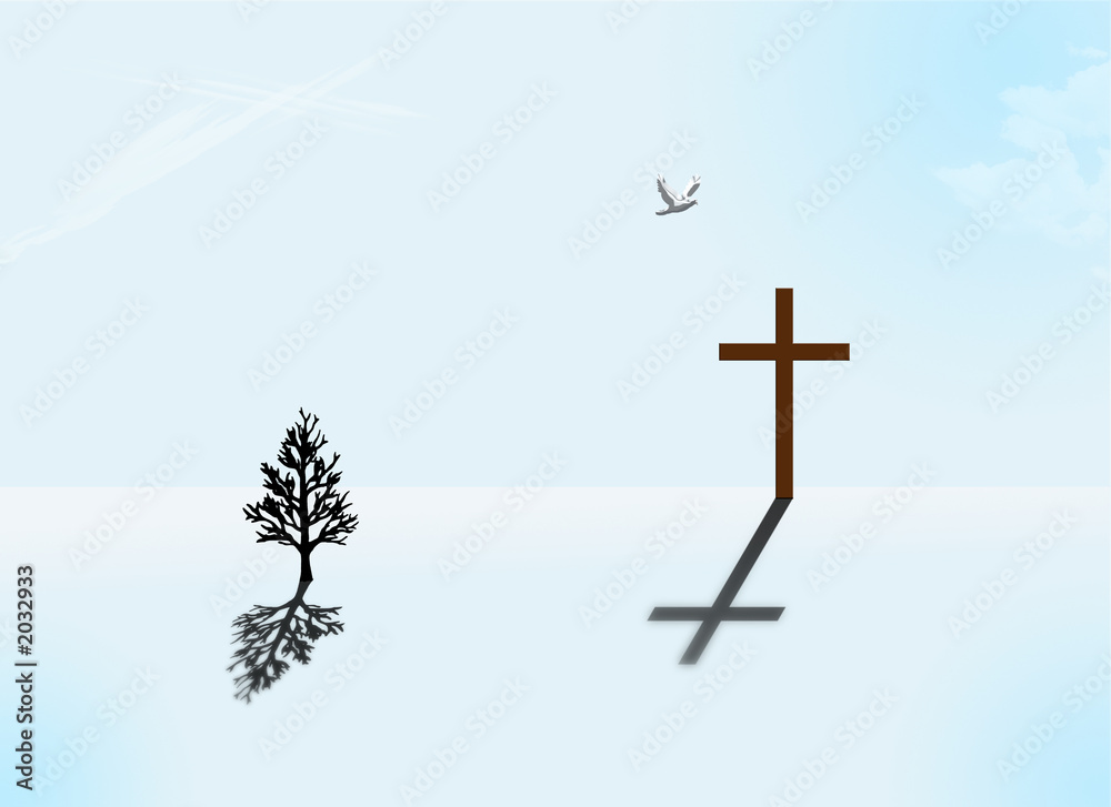 cross, dove and tree cross, dove and tree