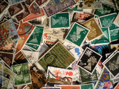 diverse and colorful postage stamps from uk