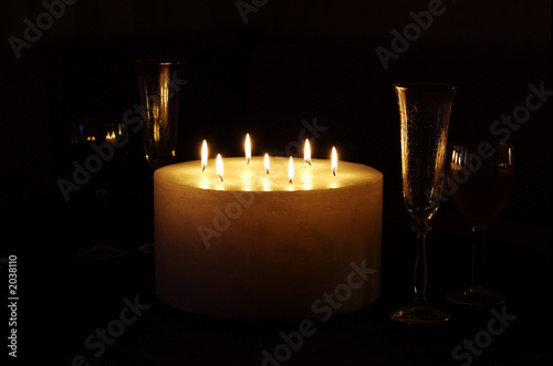 candle and glasses