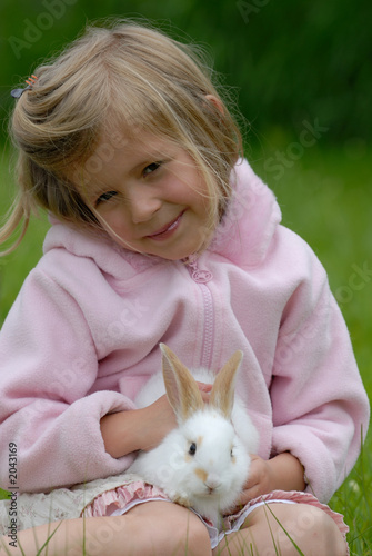 little girl with a rabbit
