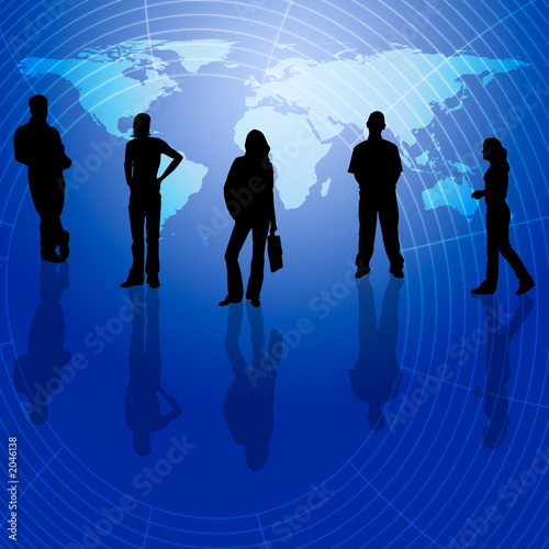 business team on a world map
