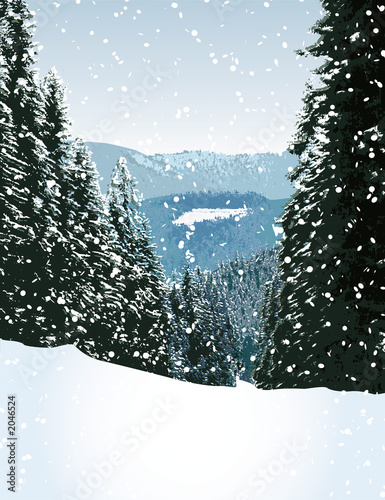 winter snow scene - illustration