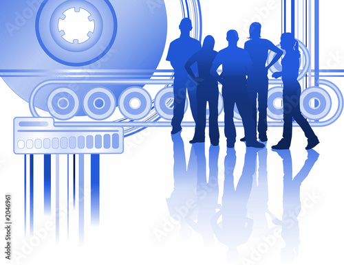 group of young people in blue