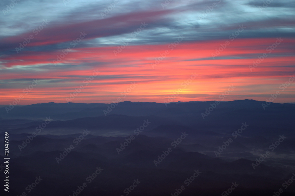 aerial mountain sunrise