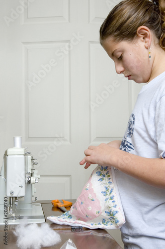 sewing a pillow