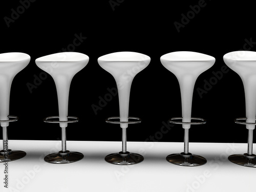 stylish white cafeteria chair isolated on black background