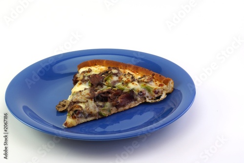 pizza on blue plate