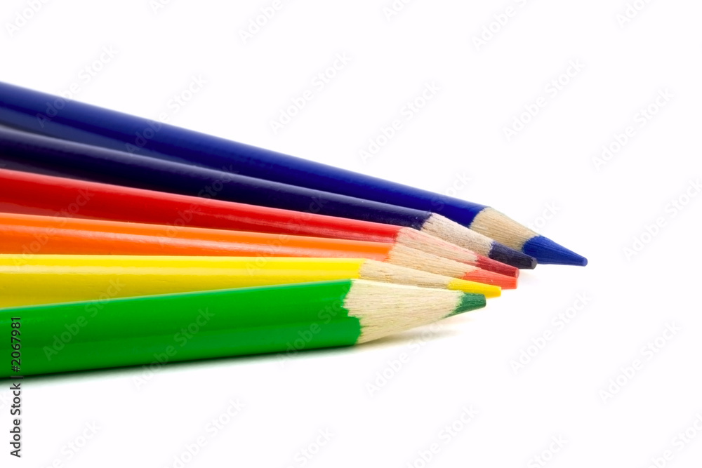 six colored pencils