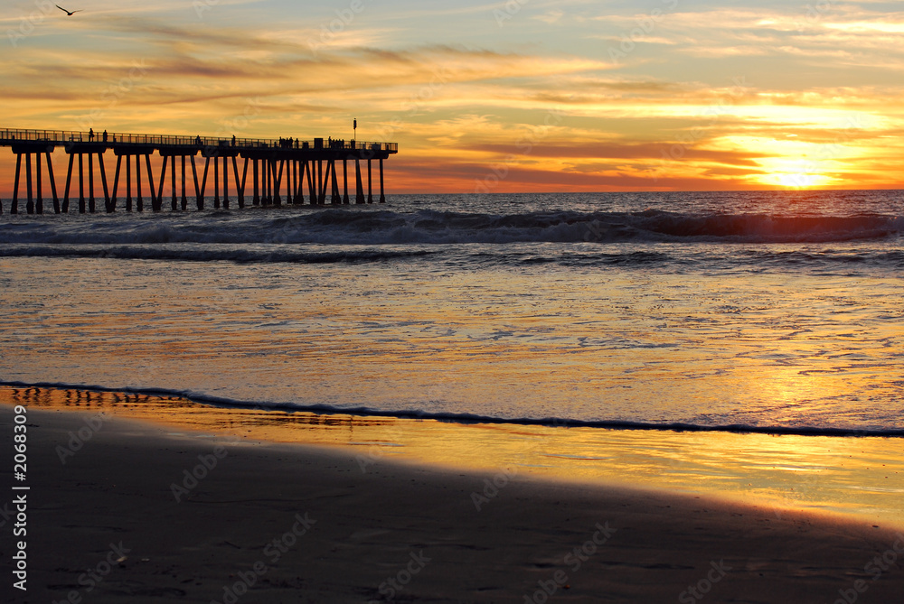 sunset at hermosa beach pier