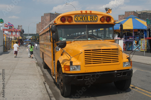 school bus in coney island, new york city