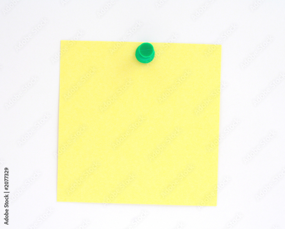 post-it note pinned to white paper wall post-it note pinned to white paper wall