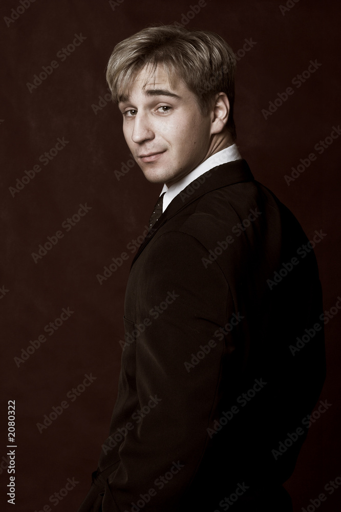Fototapeta premium satisfied smiling businessman
