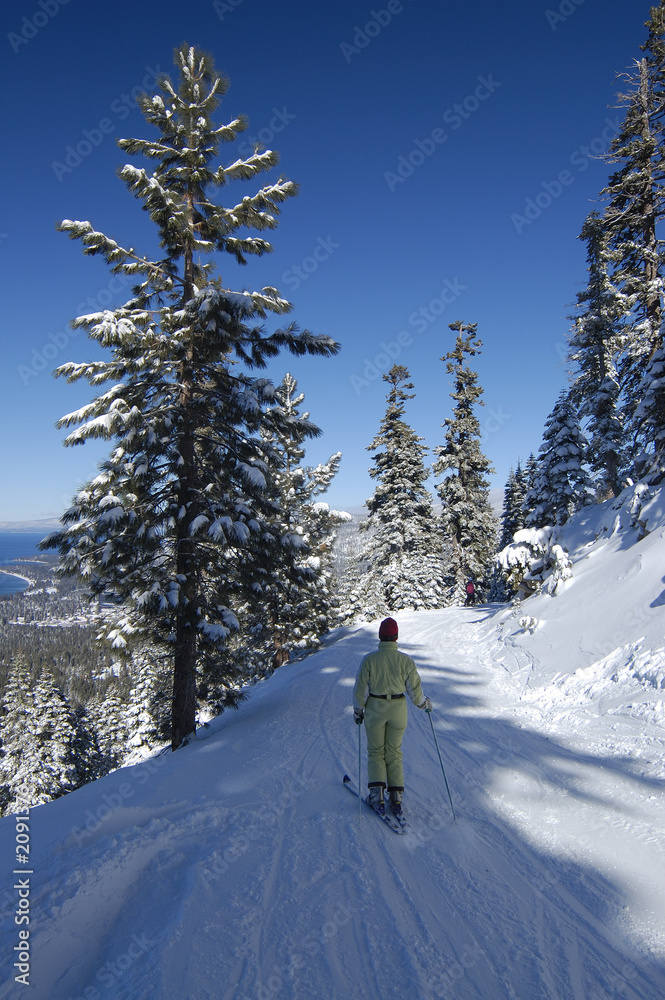 girl skiing at lake tahoe