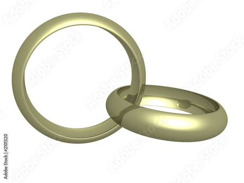 two wedding rings with reflection. the 3d image.