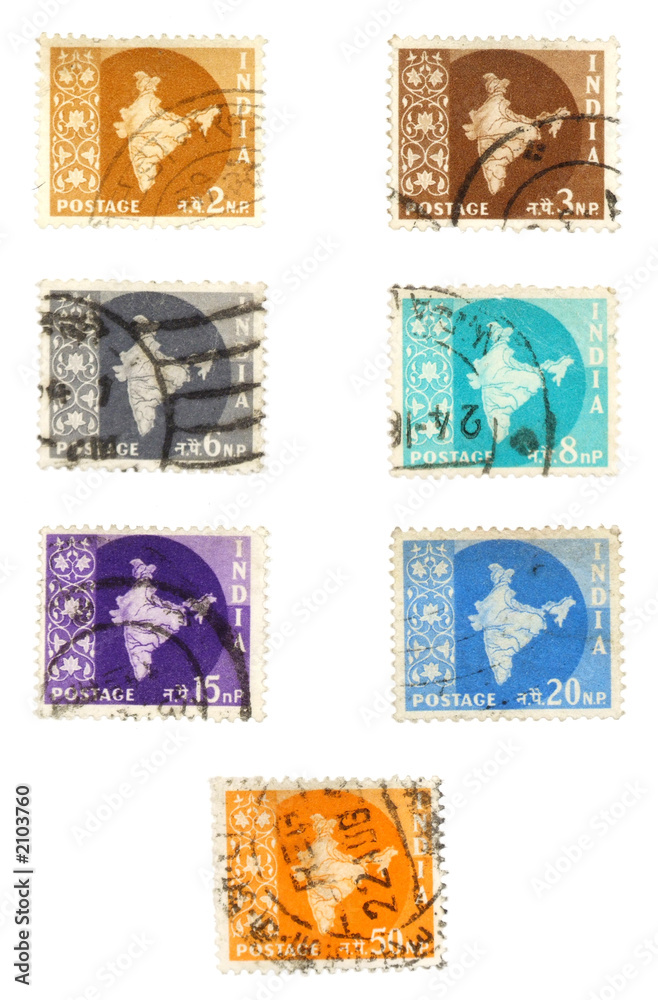 historic british colony post stamps - india