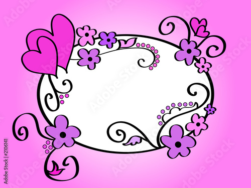 pink hearts and floral frame