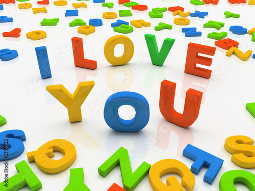 colourful letters isolated on white background i love you