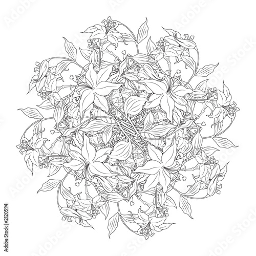 Wallpaper Mural bouquet of flowers in black and white colors, vector illustratio Torontodigital.ca