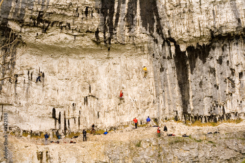 climbers at malham cove in the yorkshire dales
