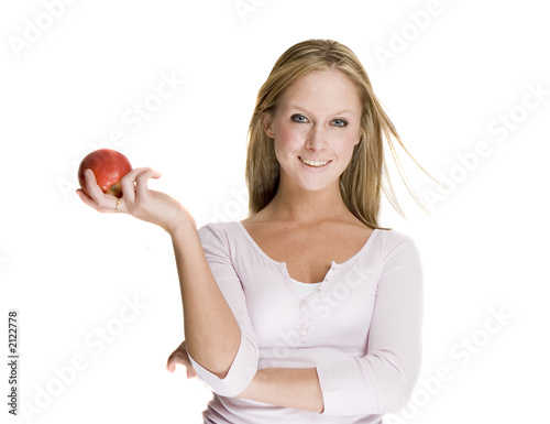 girl holding an apple
