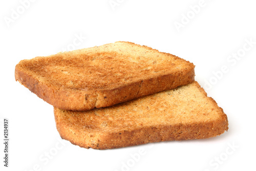 two pieces of toast - pure white background