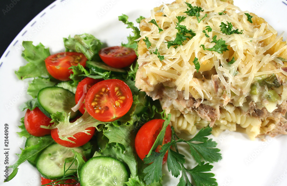 tuna and pasta bake with salad tuna and pasta bake with salad