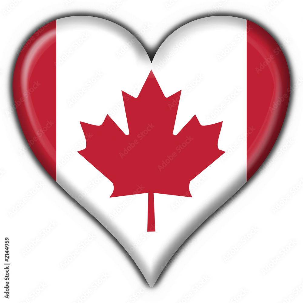 bottone stella canadese - canada button heart flag bottone stella canadese - canada button heart flag