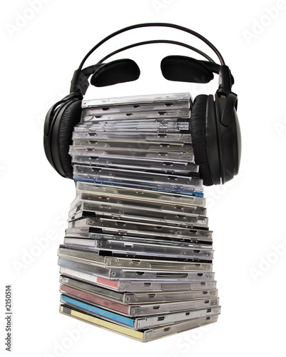 headphones on cd heap photo
