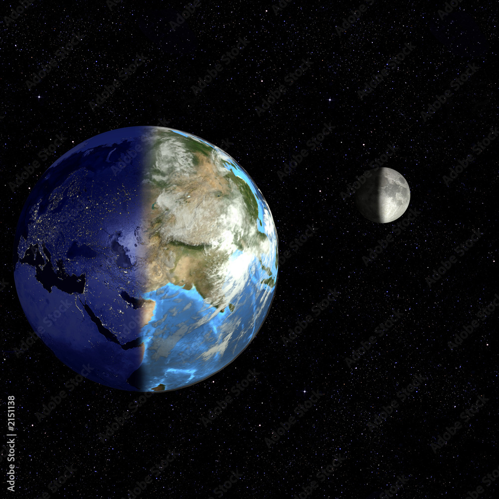 Obraz premium earth day & night-eurasia