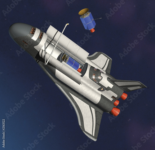 space shuttle & satellite