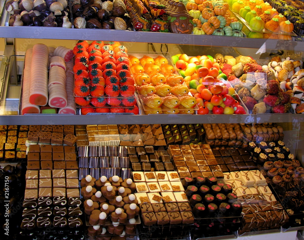 homemade candy shop window display with marzipan Stock Photo | Adobe Stock