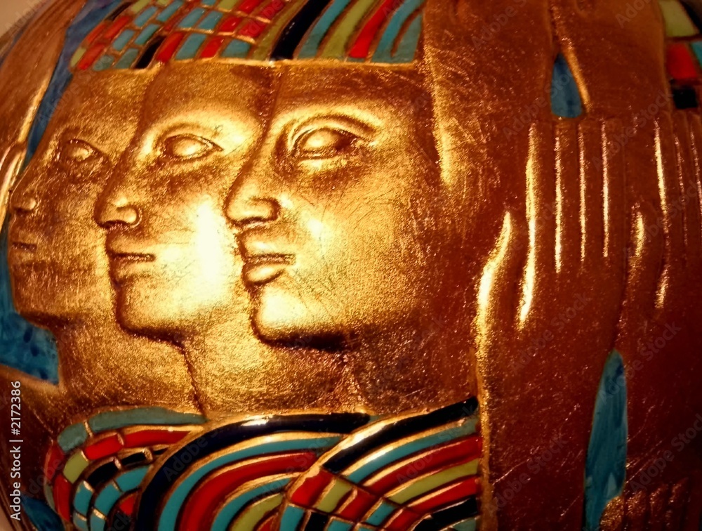 Vase De Sol En Céramique à Reliefs égyptiens - Hauteur 30cm - Marron - Occasion