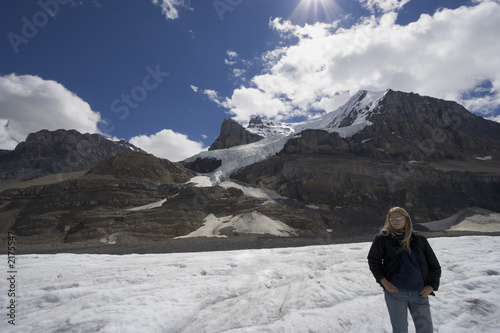columbia icefield with blond woman