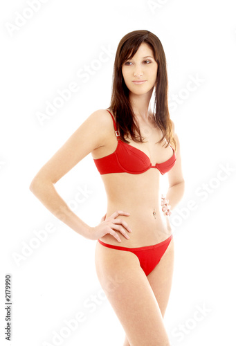 lovely brunette in red underwear
