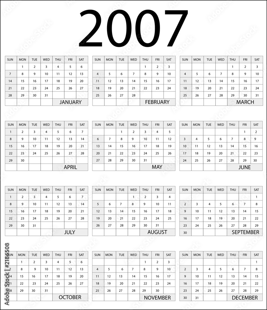 2007 calendar Stock Photo | Adobe Stock