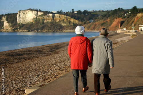 elderly couple strolling