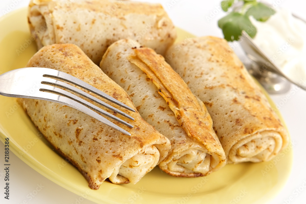pancakes with a meat stuffing pancakes with a meat stuffing