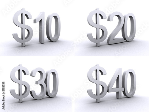 10, 20, 30, 40 dollar