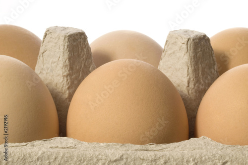 brown eggs in a grey cardboard carton box