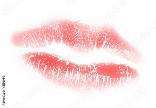 pink kiss on white