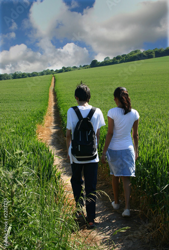young couple strolling