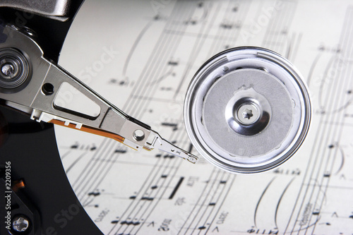 music notes on a hard disk