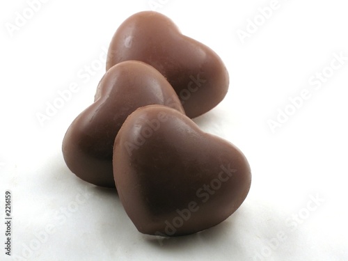 three chocolate hearts